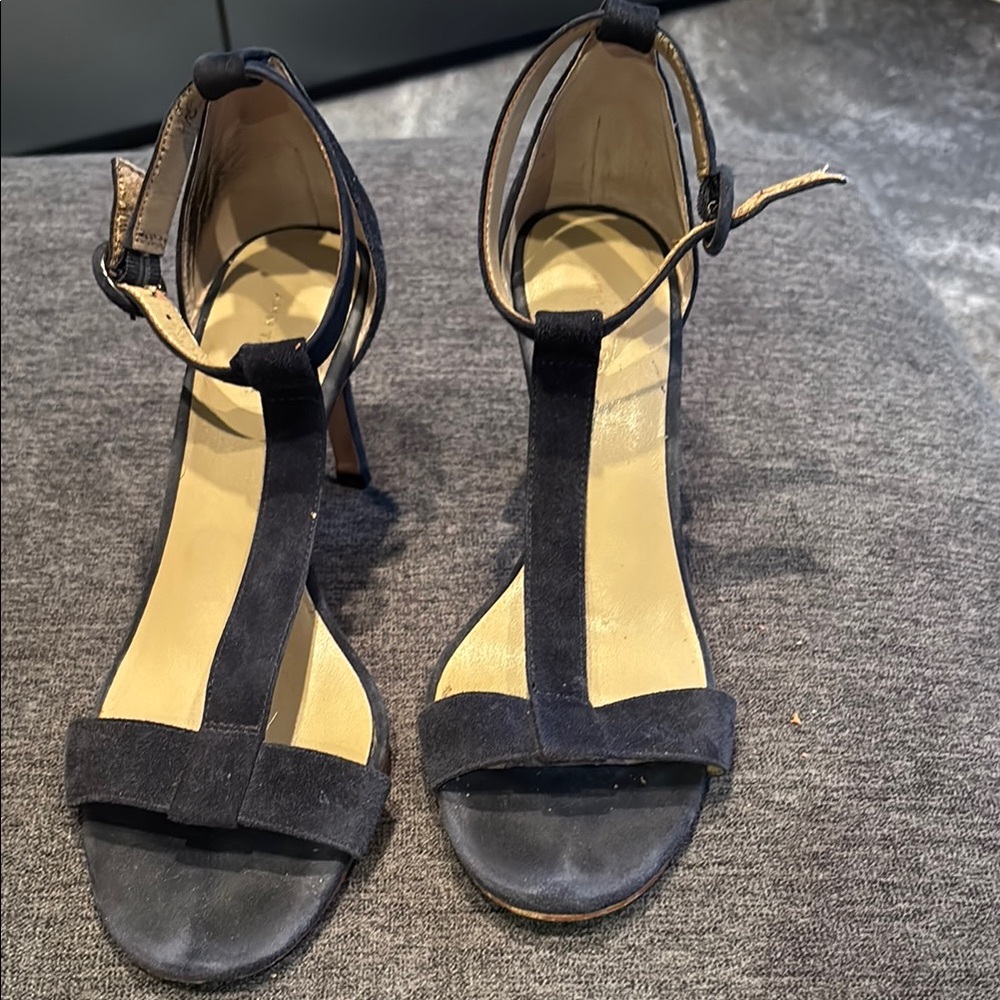 Ann Taylor navy blue Suede Women's Sandals, leather sole 8.5